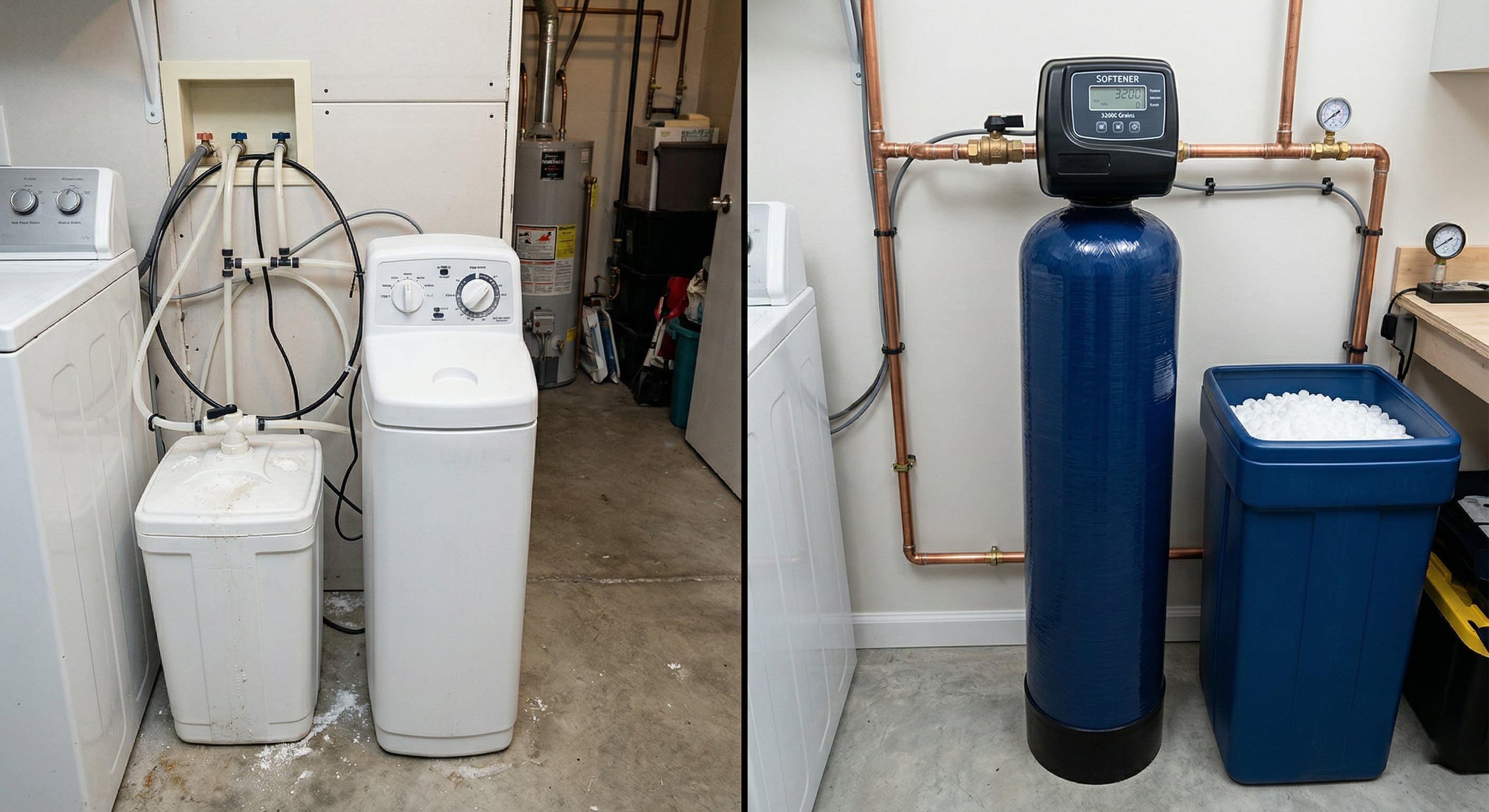 Comparison of cheap DIY water softener installation vs professional NuGen installation